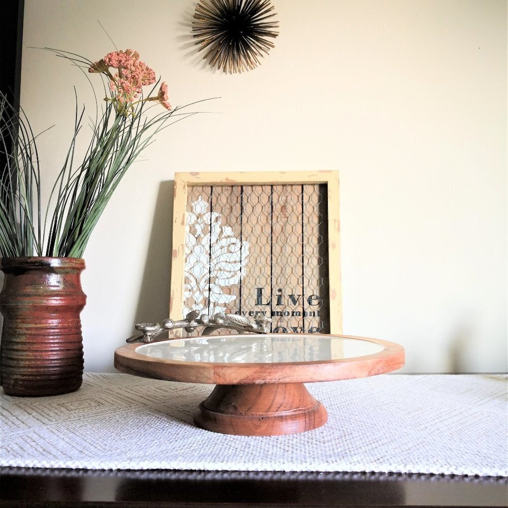 Acacia Wood Cake Stand 11"x4"‎